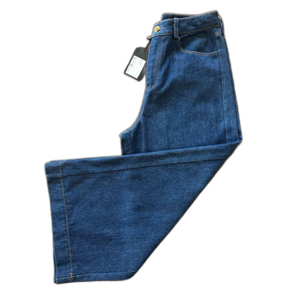 High Rise Dark Wash Wide Leg Cropped Jeans Modern Vintage Aesthetic Sz S - Picture 11 of 12